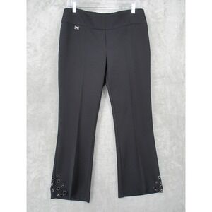 Lisette Montreal Pants Womens 6 Cropped Trouser Embellished Office Flared Black
